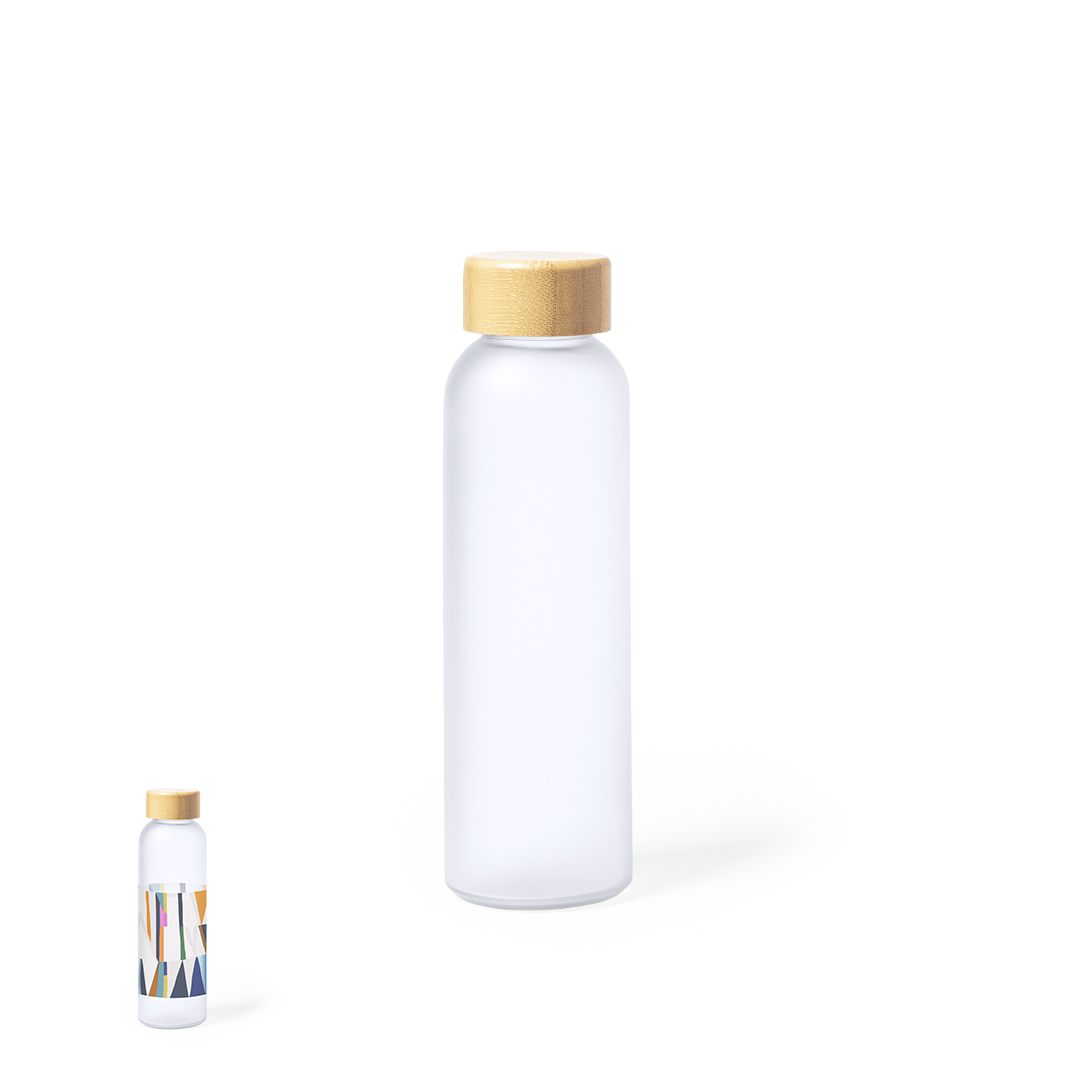 Sublimations glasflaske med bambus låg 500 ml - Badgeland