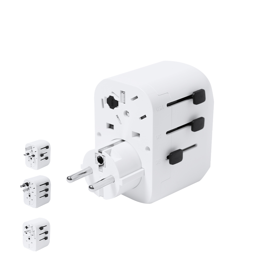 Rejse adapter stik med USB og Type C indgange - Badgeland