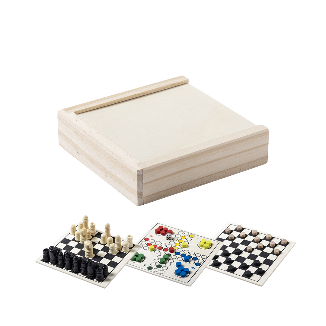 Spil sæt med skak, ludo og dam spil - Badgeland