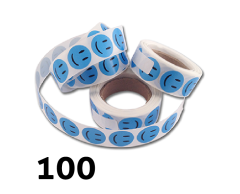 100 stk. Blå Glade smiley klistermærker 2 cm