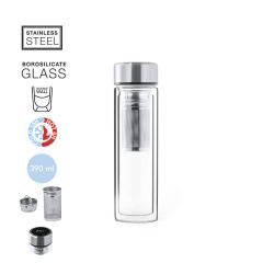 Dobbeltvægget termoflaske med temperaturmåler i låget 390ml