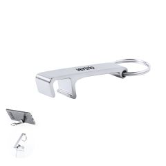2-i-1 metal nøglering - smartphone holder og oplukker 