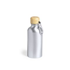 Drikkeflaske af aluminium og bambus låg med karabinhage 