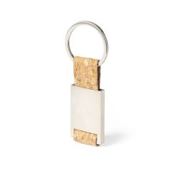 Nøglering med mat metal og natur kork bånd 