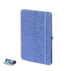 Notesbog af RPET materiale med mobil og tablet holder, A5