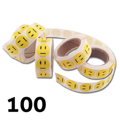100 stk. Neutral smiley klistermærker på rulle gule 2 cm
