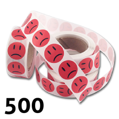 500 stk. Sur smiley klistermærke på rulle røde 2 cm. 