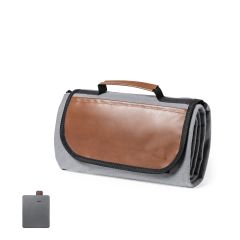 Foldbar picnic tæppe af genanvendt læder og RPET med velcro lukning