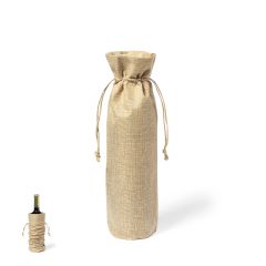 Flaske pose af blød polyester med jute snor, 750 ml
