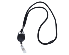 Sort nøglesnor med en udtrækkelig yoyo‑kortholder til adgangskort