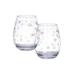 2-pak drikkeglas med gyldne snefnug motiver 500 ml 