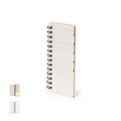 Aflang mini notesbog med sticky notes og hvedehalm omslag