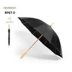 Stormsikker RPET paraply med bambus håndtag