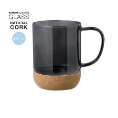 Transparent glas krus med hank og kork bund 450 ml