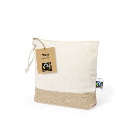 Toilet taske af Fairtrade bomuld med jute bund