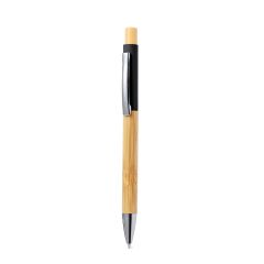 Bambus kuglepen med blank alu look og mulighed for logo