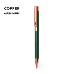 Kuglepen med kobber detaljer og aluminium krop i farver