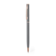 Aluminium kuglepen med slank design og kobber detaljer