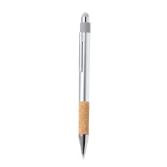 Kuglepen af genanvendt aluminium med kork og stylus