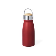 Lille termoflaske med træ låg og bærehank 350 ml