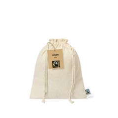 Pose med snoreluk til indpakning i fairtrade bomuld 15 x 21 cm