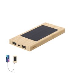 Bambus powerbank med solopladning 4000 mAh
