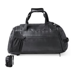 Kombineret rygsæk og duffelbag i sort kunst læder