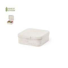 Lille clips beholder af hvedehalm med låg inkl. 50 clips