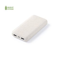 Ekstra kraftig powerbank med overflade af hvedehalm 20000 mAh