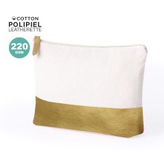 Genbrugt bomuld toilet taske med metallic kunstlæder bund