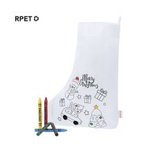 Mal-selv hvid julesok af RPET non-woven inkl. 5 farvekridt