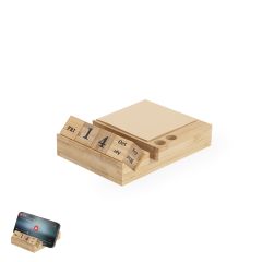 Bambus kalender / smartphone holder med sticky notes