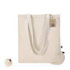 Foldbar Fairtrade naturfarvet pose af bomuld 120 g/m2