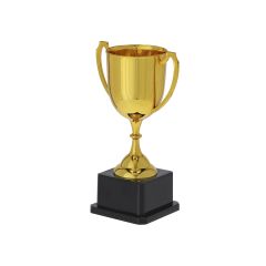 Gylden budget pokal med sort base med tryk mulighed