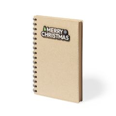 Notesbog af genbrugt pap med "Merry Christmas" skilt, A5