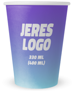 Papkrus med logo 330 ml - Fuldfarvetryk på hele kruset