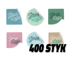 400 klistermærker med eget logo 5x5 cm