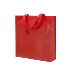 Laminerede non-woven pose med bred bund og kort hank