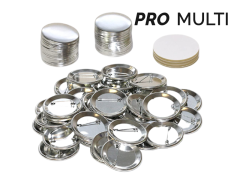 44mm badge dele - Hele sæt med forside, bagside med nål og Mylar