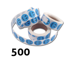 500 stk. Blå Glade smiley klistermærker 2 cm