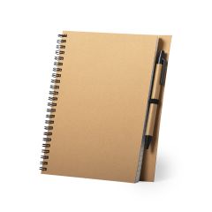 Spiralryg notesbog med kuglepen og linjerede sider, A5