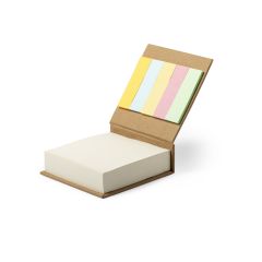 Lille notesblok af genbrugt pap med sticky notes