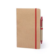 Genbrugt pap A5 notesbog med soft cover og kuglepen