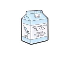 Mælkekarton nursing student tears pin, lyseblå
