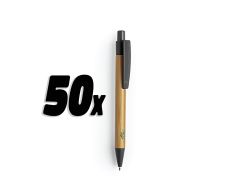 50 styk kuglepenne med logo - bambus og hvedestrå