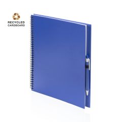 Notesbog af genanvendt pap cover, inkl. kuglepen, A4