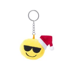 Jule smiley nøglering i polyester med jule hue og solbrille