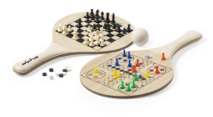 Strand spil sæt 4-i-1 med bomuldspose