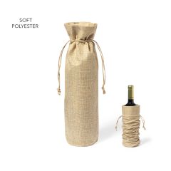 Flaske pose af blød polyester med jute snor, 750 ml