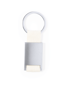 Bomuld og metal nøglering med mulighed for gravering